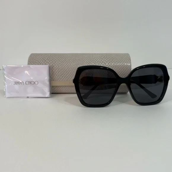 Jimmy Choo Manon Shiny Black Sunglasses Women’s - Picture 6 of 12